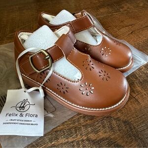 Girls' Tan Leather Mary Jane Shoes